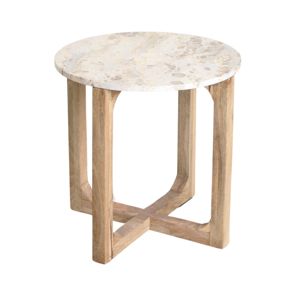 TAST00155_2 Round Cream Marble Side Table 50 cm