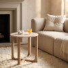 TAST00155_61 Round Cream Marble Side Table 50 cm