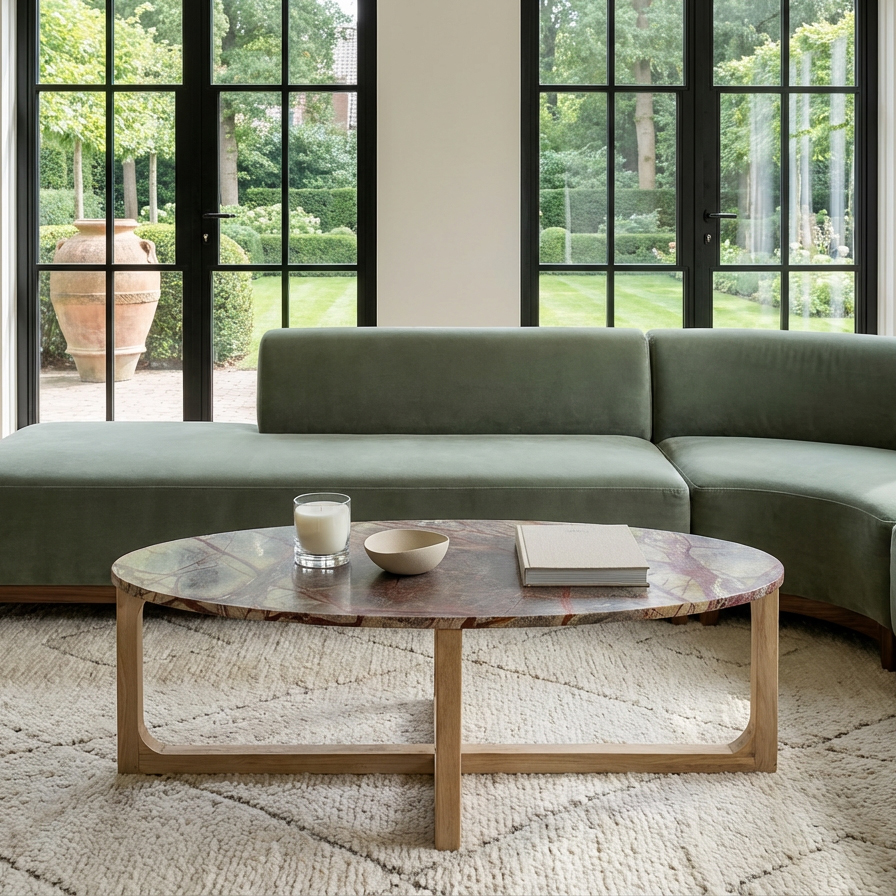 Marmeren salontafel ovaal 'Bizar'