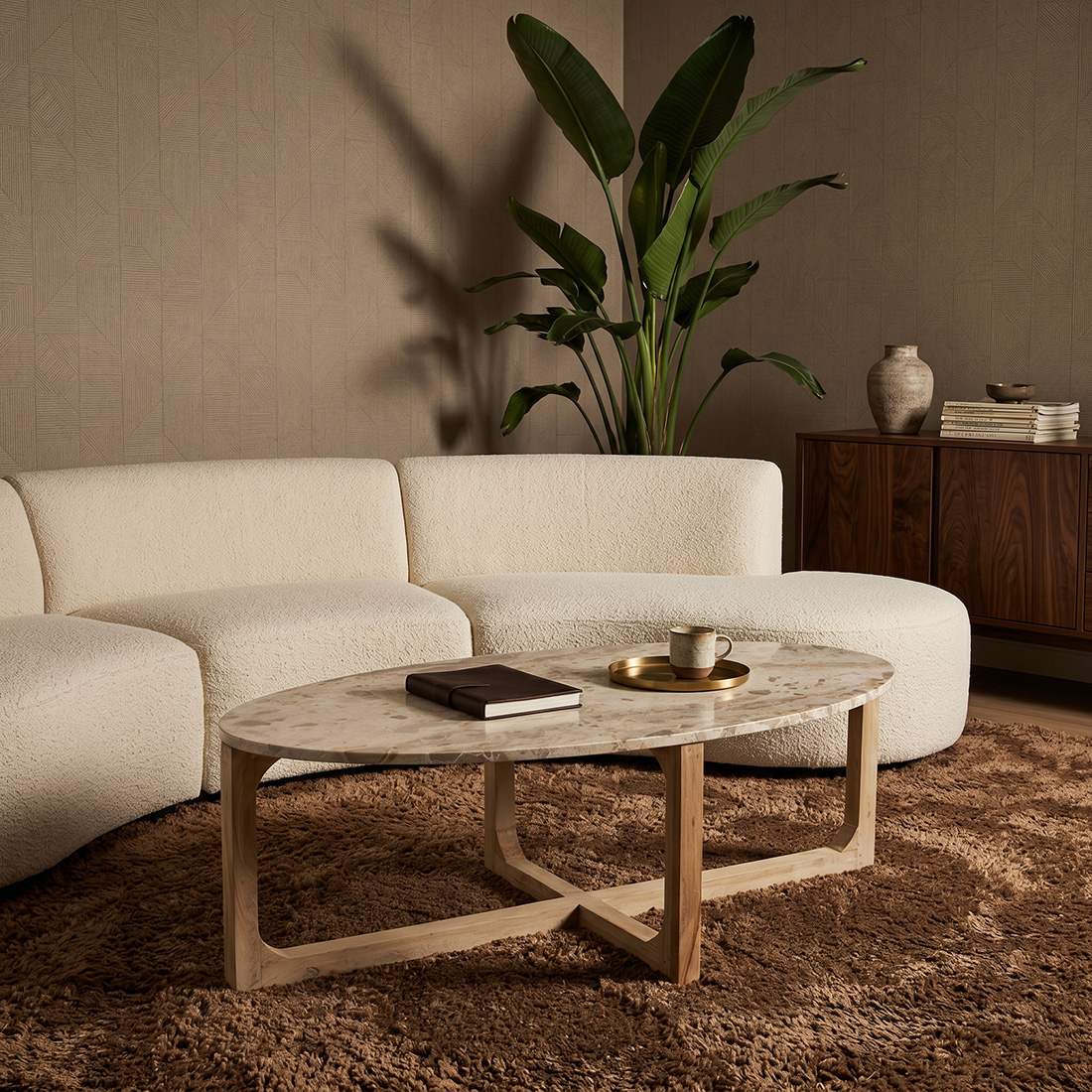 TAST00165_50 Marble coffee table oval cream