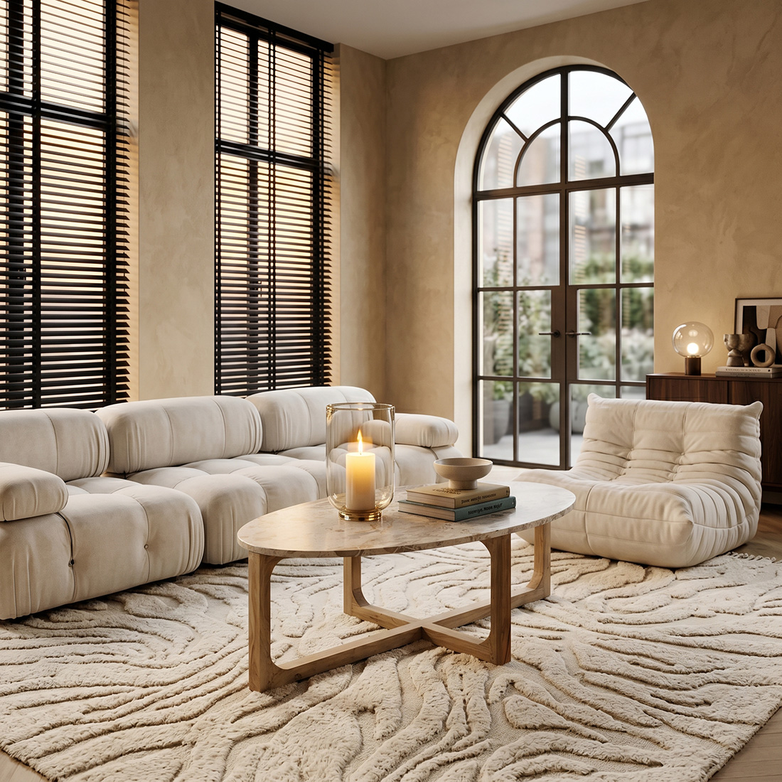 TAST00165_51 Marble coffee table oval cream