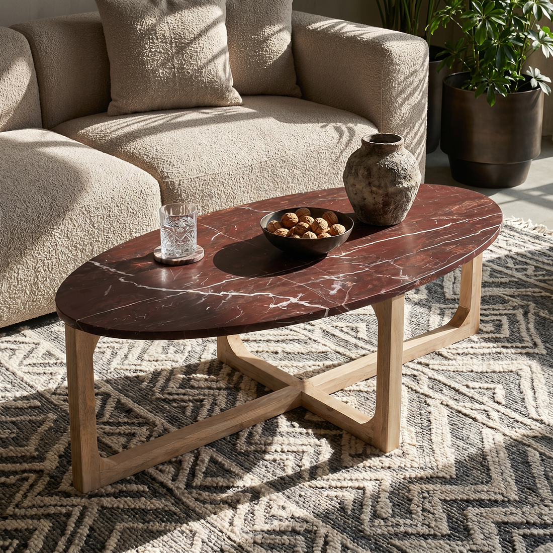 Marmeren salontafel ovaal 'Cherry'