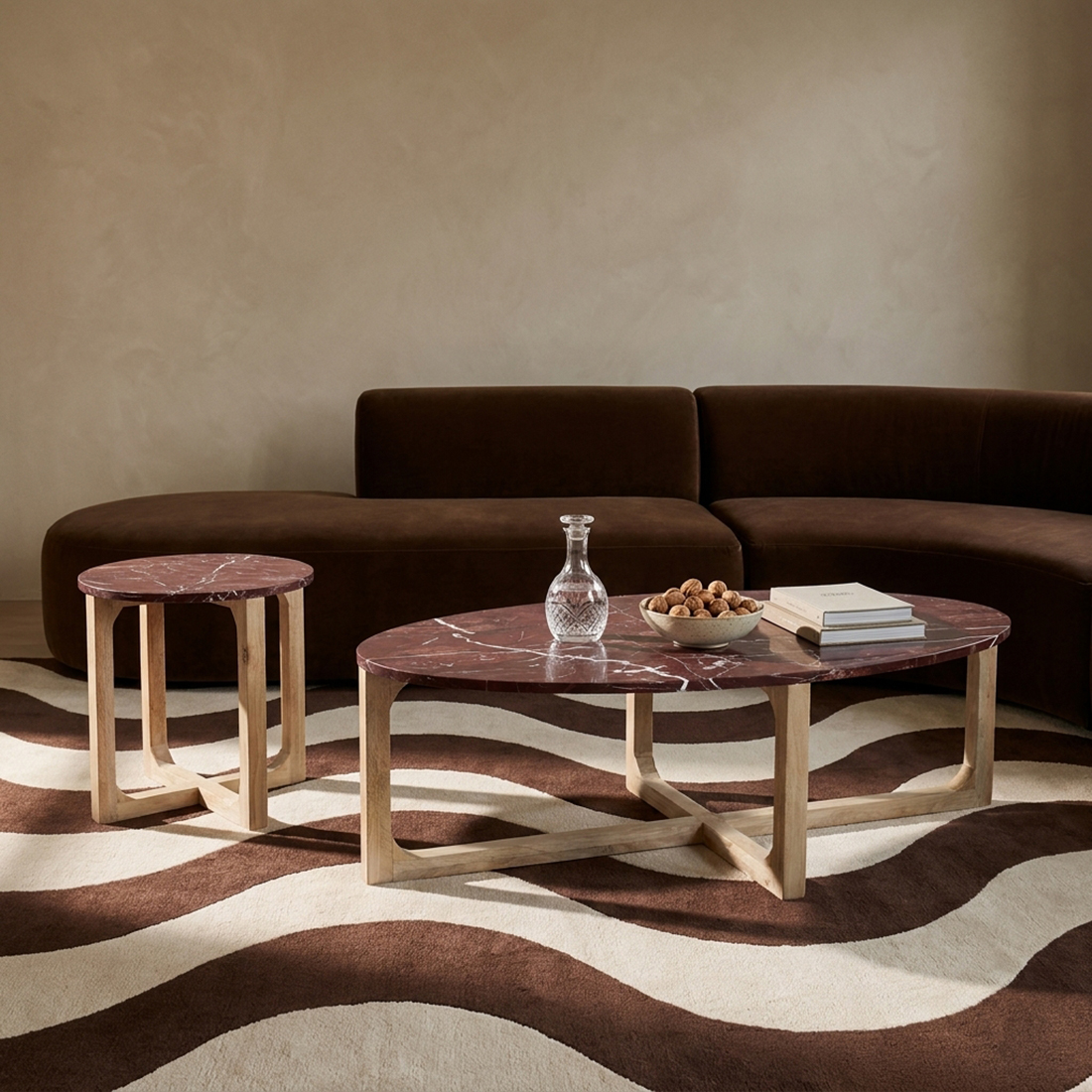 Marmeren salontafel ovaal 'Cherry'