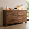 CLFA00003_42 armwood wooden chest of drawers in recycled wood with 6 drawers, 140 x 42 x 85 cm