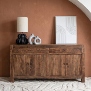 Farmwood houten dressoir van gerecycled hout met 2 lades en 4 deuren 160 x 42 x 85 cm