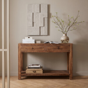 Farmwood houten sidetable van gerecycled hout met 2 lades en onderste plank 120 x 38 x 85 cm