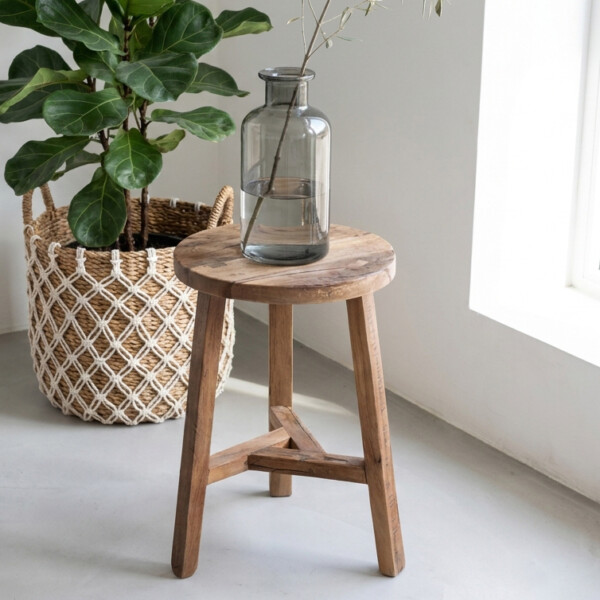 Farmwood houten krukje van FSC-gecertificeerd gerecycled hout 34 x 34 x 50 cm