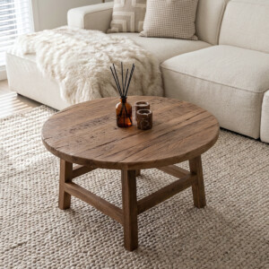 TAFA00002A_40 Farmwood ronde houten salontafel van FSC-gecertificeerd gerecycled hout Ø70 x 38 cm