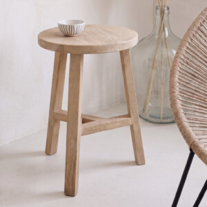 STBE00001_81 Beachwood mangohouten krukje en bijzettafel 34 x 35 x 50 cm