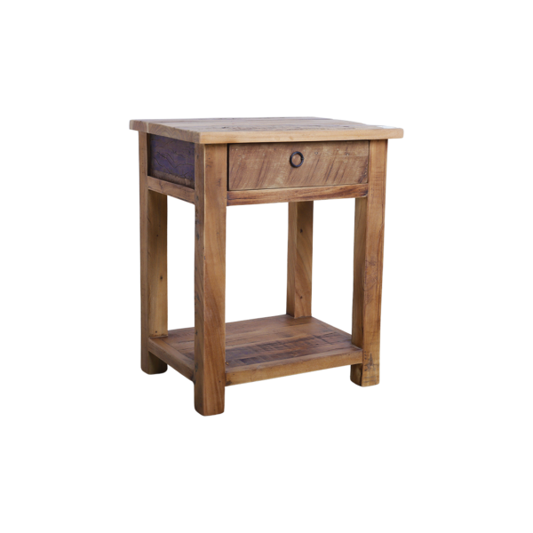 Farmwood wooden bedside table with drawer