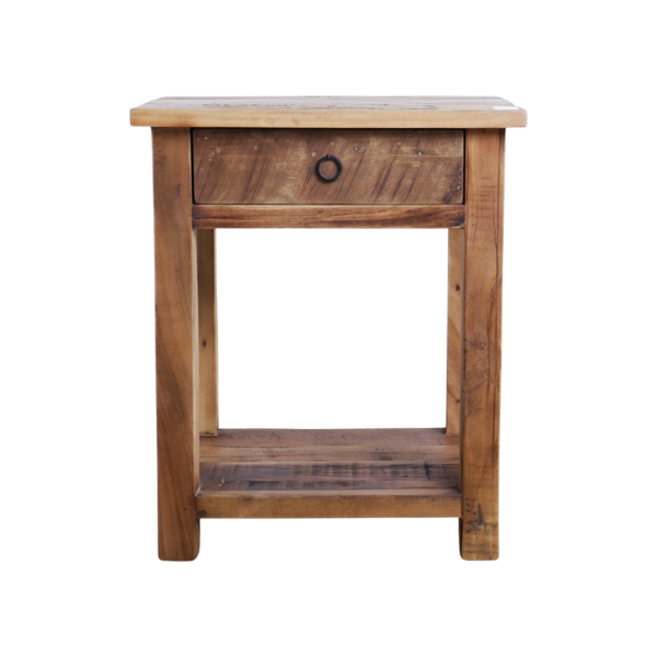 Farmwood wooden bedside table with drawer