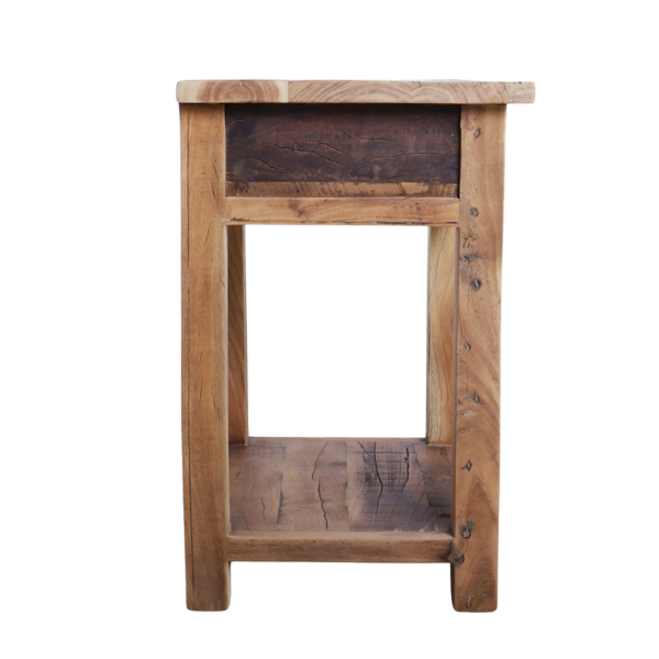 Farmwood wooden bedside table with drawer